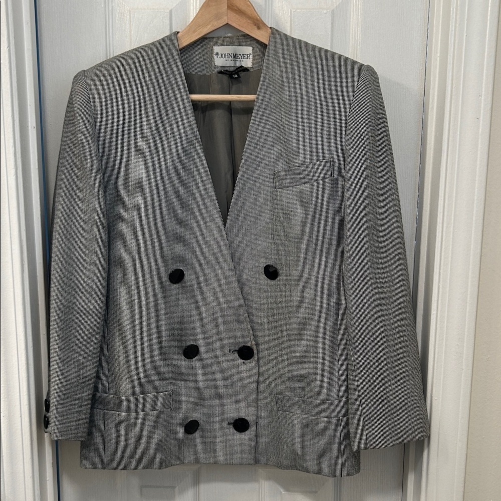 Vintage John Meyer of Norwich Women’s Gray Double-Breasted Blazer Size 10